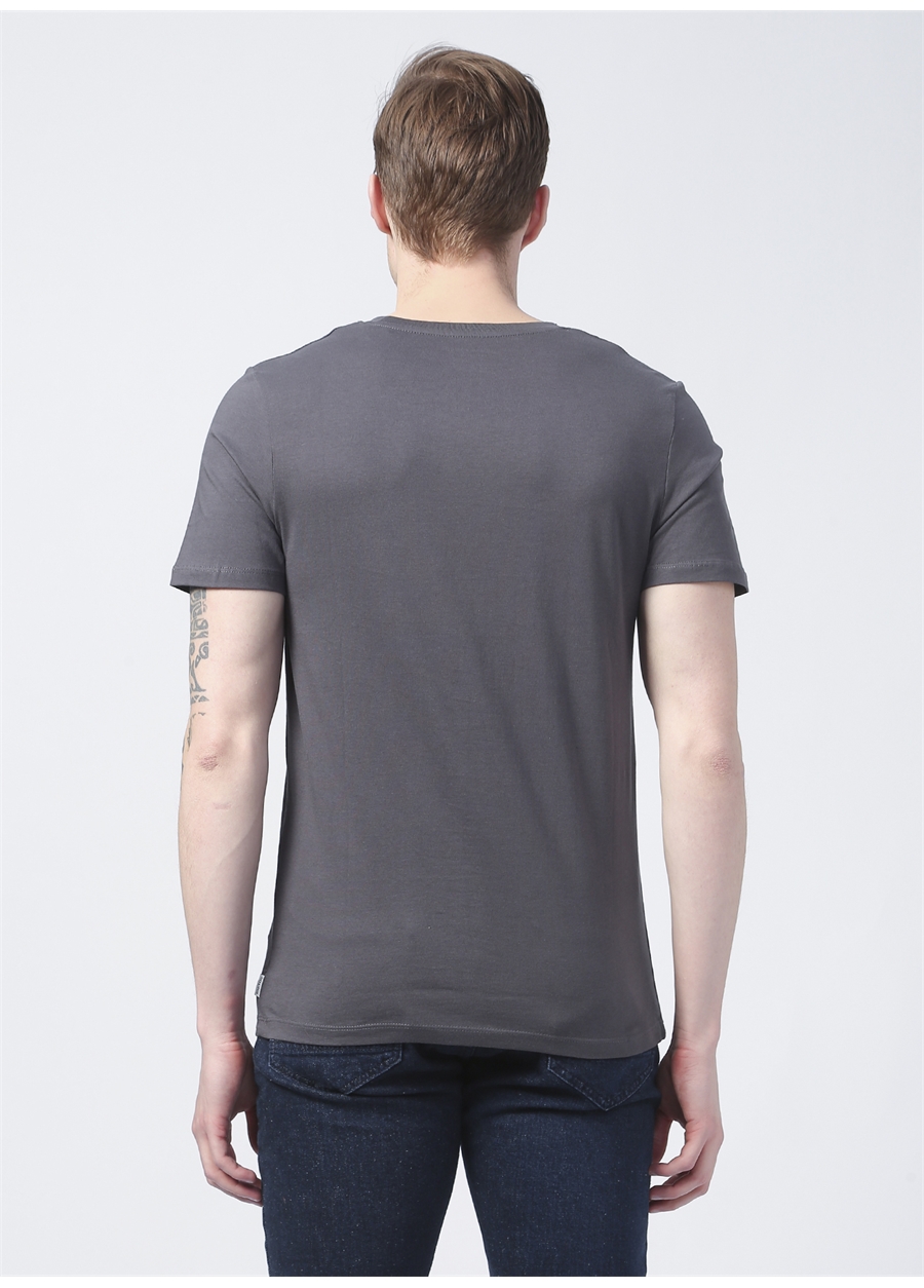 Jack & Jones 12156101_Jjeorganic Basic Tee Ss O Yaka Slim Fit Düz Gri Erkek T-Shirt_3