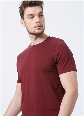 Jack & Jones 12156101 O Yaka Slim Fit Düz Bordo Erkek T-Shirt_1