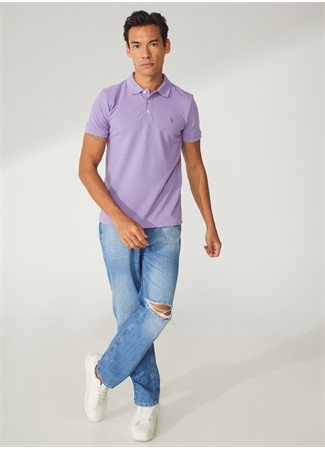 Fabrika Basic Düz Lila Erkek Polo T-Shirt - BORAMIR-Y_1