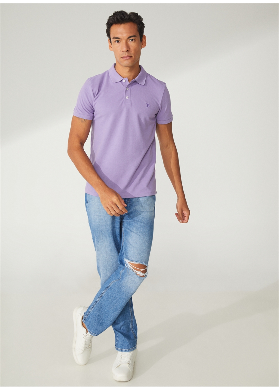 Fabrika Basic Düz Lila Erkek Polo T-Shirt - BORAMIR-Y_1