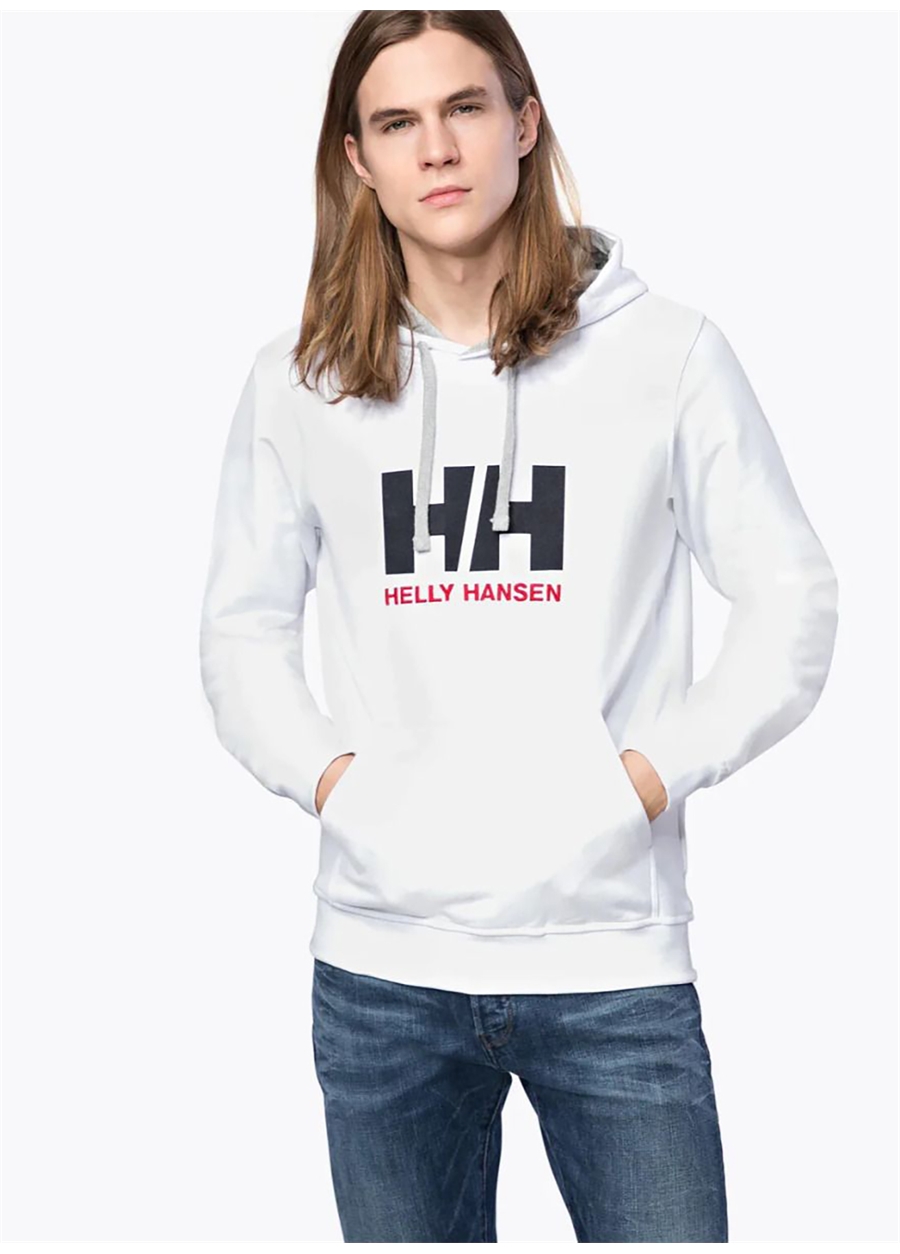 Helly Hansen Beyaz Erkek Kapüşonlu Sweatshirt HH HH LOGO HOODIE