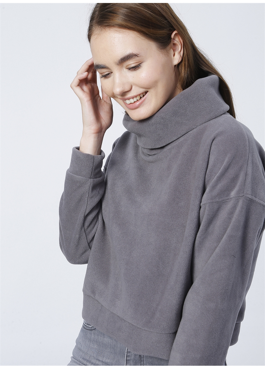 Sweaters K-Kevin Dik Yaka Standart Kalıp Düz Antrasit Kadın Sweatshirt