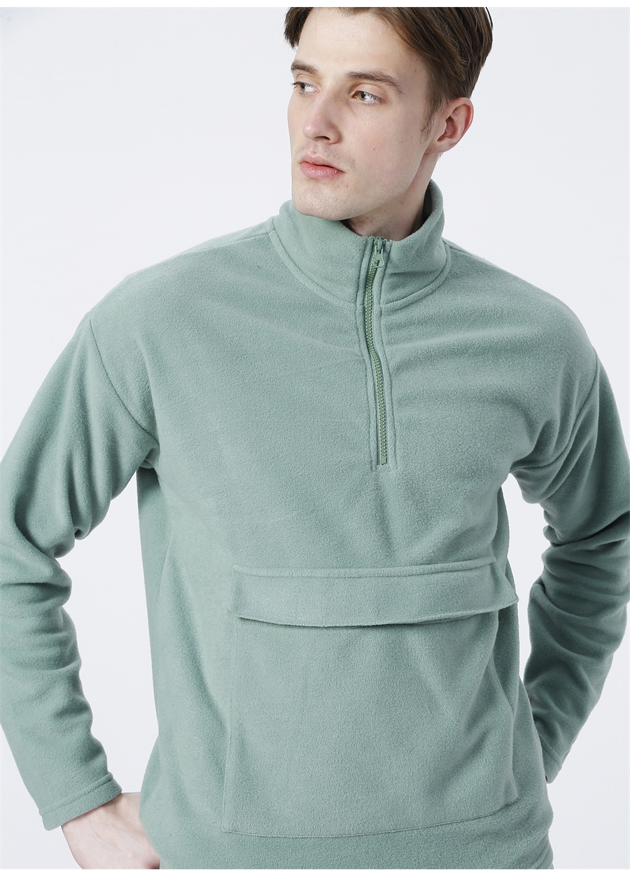 Sweaters E-Manuel Dik Yaka Standart Kalıp Düz Koyu Mint Erkek Sweatshirt