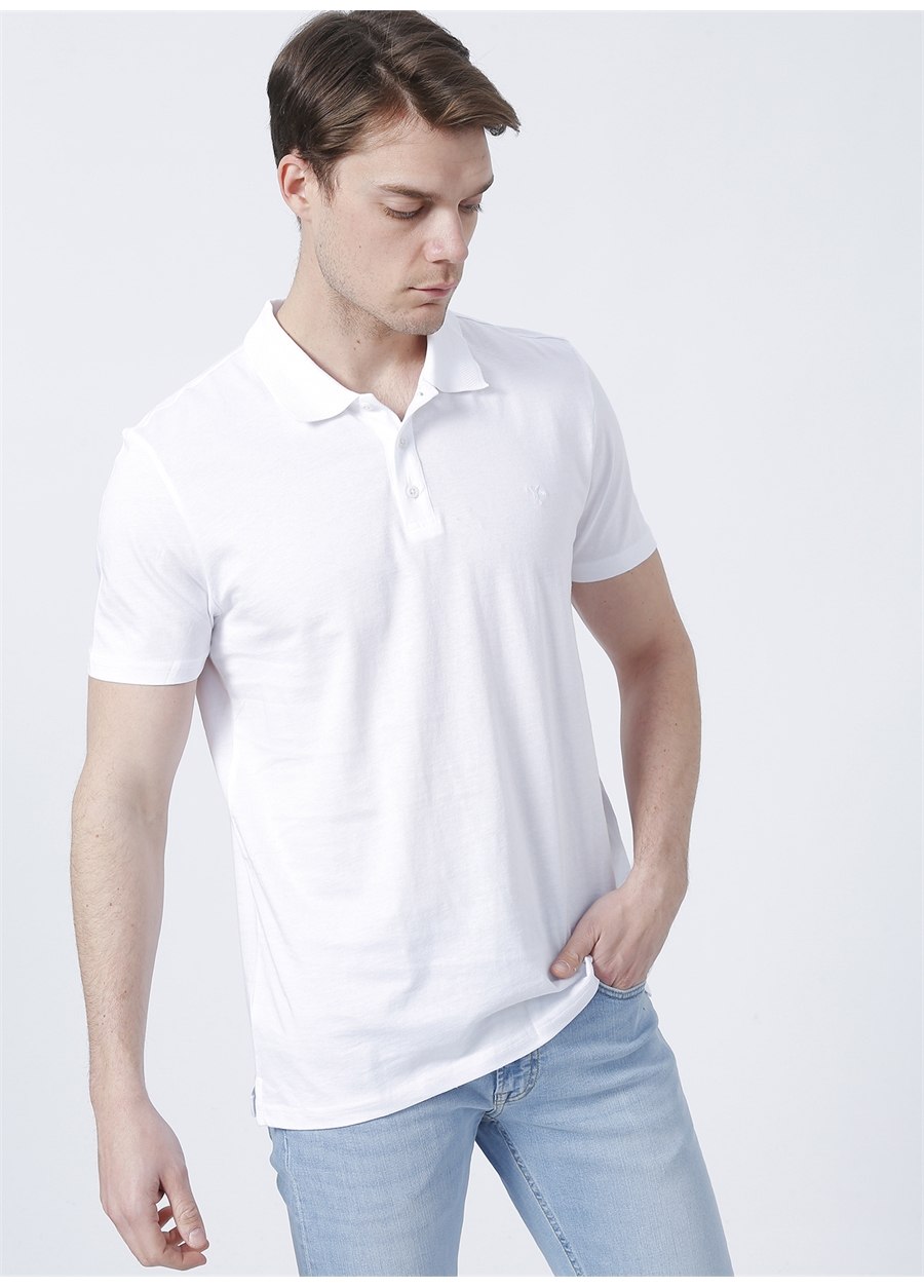 Fabrika Banfi Basic Düz Beyaz Erkek Polo T-Shirt