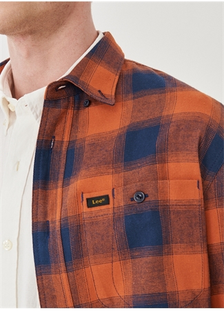 Lee L66imlbh Flannel Check Normal Kalıp Kareli Turuncu Erkek Oduncu Gömlek_2