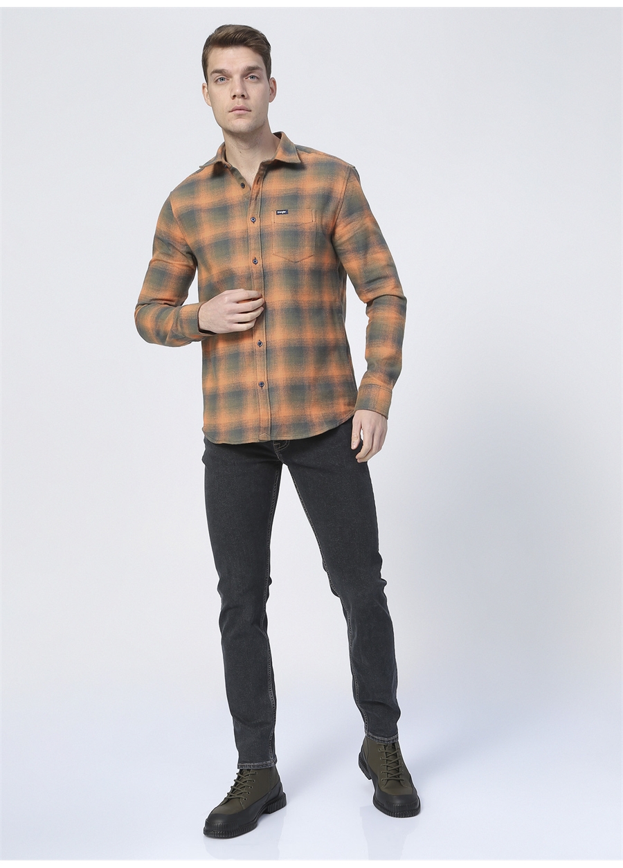 Wrangler Düz Turuncu Erkek Gömlek W5A13BXT2_Flannel Shirt_1