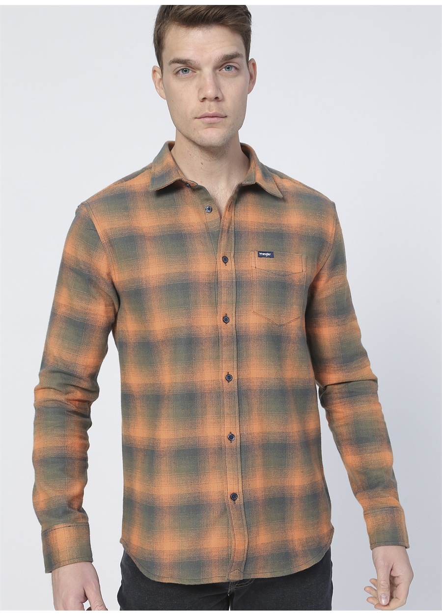 Wrangler Düz Turuncu Erkek Gömlek W5A13BXT2_Flannel Shirt_2