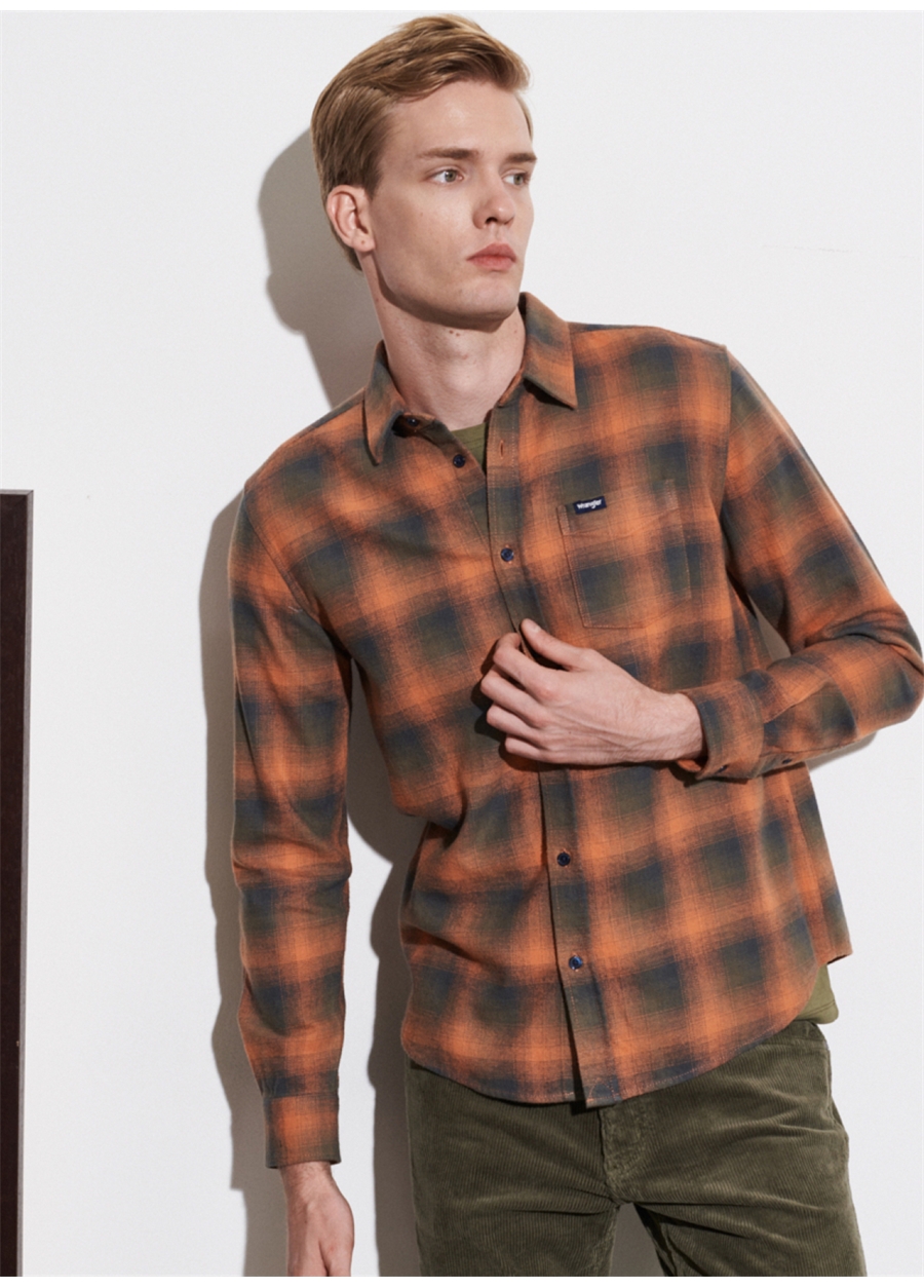 Wrangler Düz Turuncu Erkek Gömlek W5A13BXT2_Flannel Shirt_5