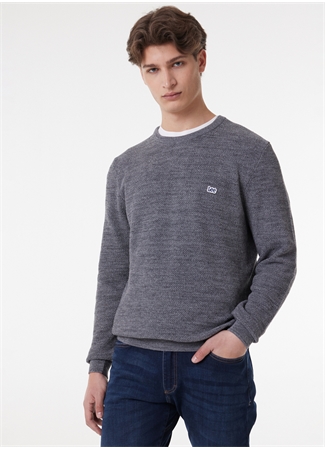 Lee L212149035 Knitwear Crew Neck Bisiklet Yaka Regular Fit Düz Gri Erkek Kazak_1