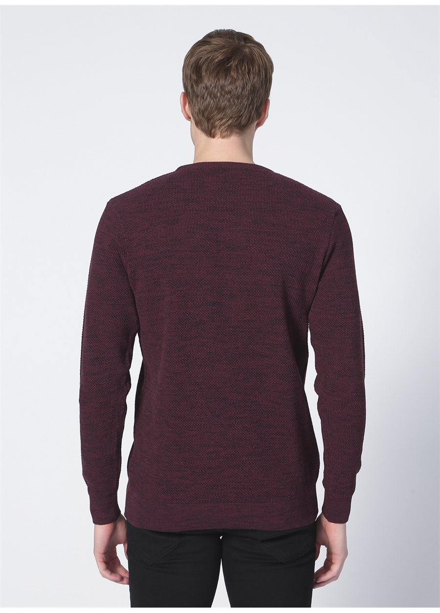 Lee L212149810 Knitwear Crew Neck Bisiklet Yaka Regular Fit Düz Şarap Erkek Kazak_3