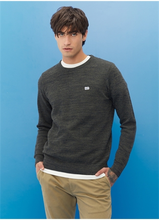 Lee L212149801 Knitwear Crew Neck Bisiklet Yaka Regular Fit Düz Haki Erkek Kazak_4