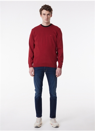 Wrangler W8A02PX2G Knitwear Crew Neck Bisiklet Yaka Regular Fit Düz Kırmızı Erkek Kazak_2