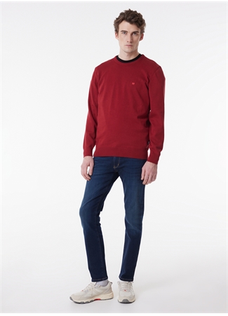 Wrangler W8A02PX2G Knitwear Crew Neck Bisiklet Yaka Regular Fit Düz Kırmızı Erkek Kazak_4