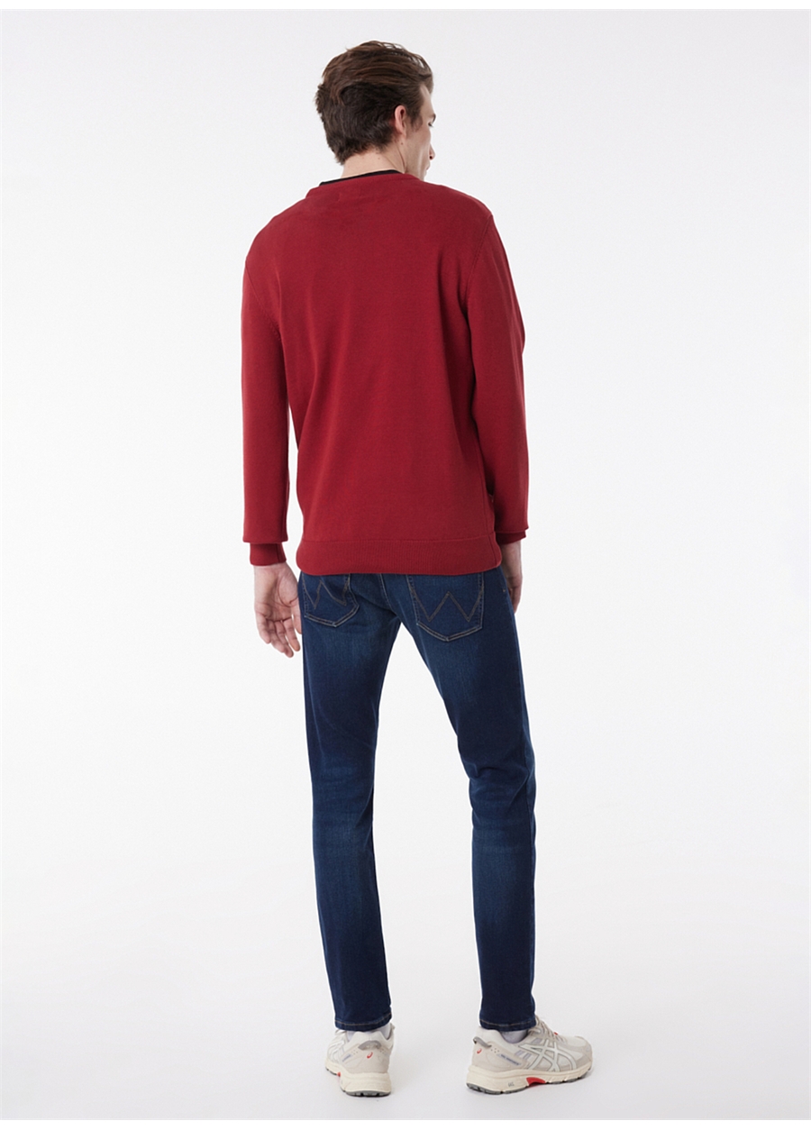 Wrangler W8A02PX2G Knitwear Crew Neck Bisiklet Yaka Regular Fit Düz Kırmızı Erkek Kazak_6