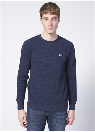 Lee L212149400 Knitwear Crew Neck Bisiklet Yaka Regular Fit Düz Mavi Erkek Kazak_2