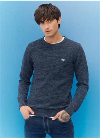 Lee L212149400 Knitwear Crew Neck Bisiklet Yaka Regular Fit Düz Mavi Erkek Kazak_6