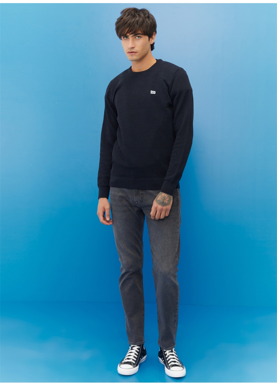 Lee L212149410 Knitwear Crew Neck Bisiklet Yaka Regular Fit Düz Lacivert Erkek Kazak_7