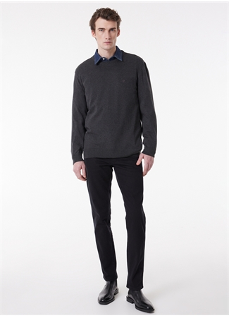 Wrangler W8a02px06 Knitwear Crew Neck Bisiklet Yaka Regular Fit Düz Gri Melanj Erkek Kazak