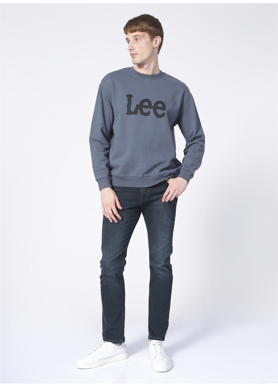 Lee L80XTJTG Crew Neck Bisiklet Yaka Regular Fit Baskılı Antrasit Erkek Sweatshirt_1