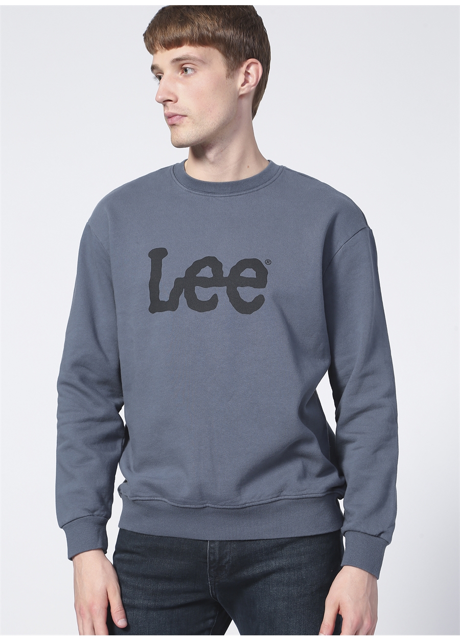 Lee L80XTJTG Crew Neck Bisiklet Yaka Regular Fit Baskılı Antrasit Erkek Sweatshirt_2