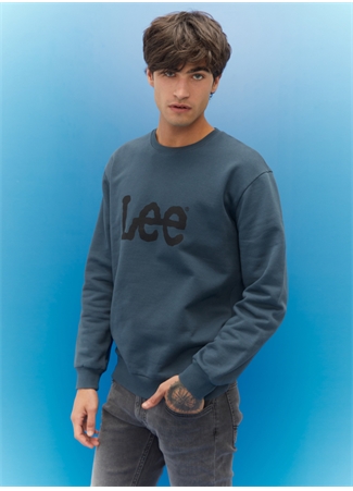 Lee L80XTJTG Crew Neck Bisiklet Yaka Regular Fit Baskılı Antrasit Erkek Sweatshirt_5