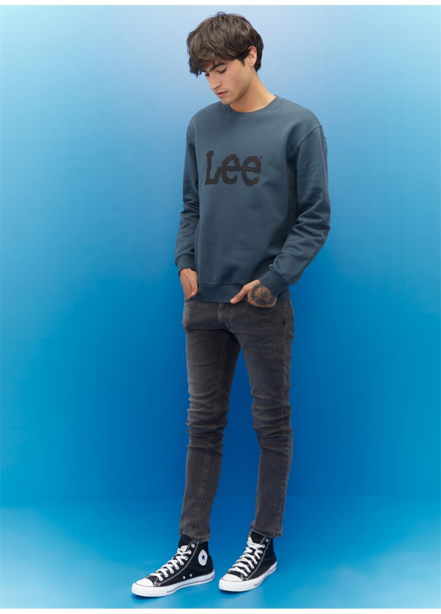 Lee L80XTJTG Crew Neck Bisiklet Yaka Regular Fit Baskılı Antrasit Erkek Sweatshirt_6