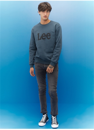 Lee L80XTJTG Crew Neck Bisiklet Yaka Regular Fit Baskılı Antrasit Erkek Sweatshirt_7