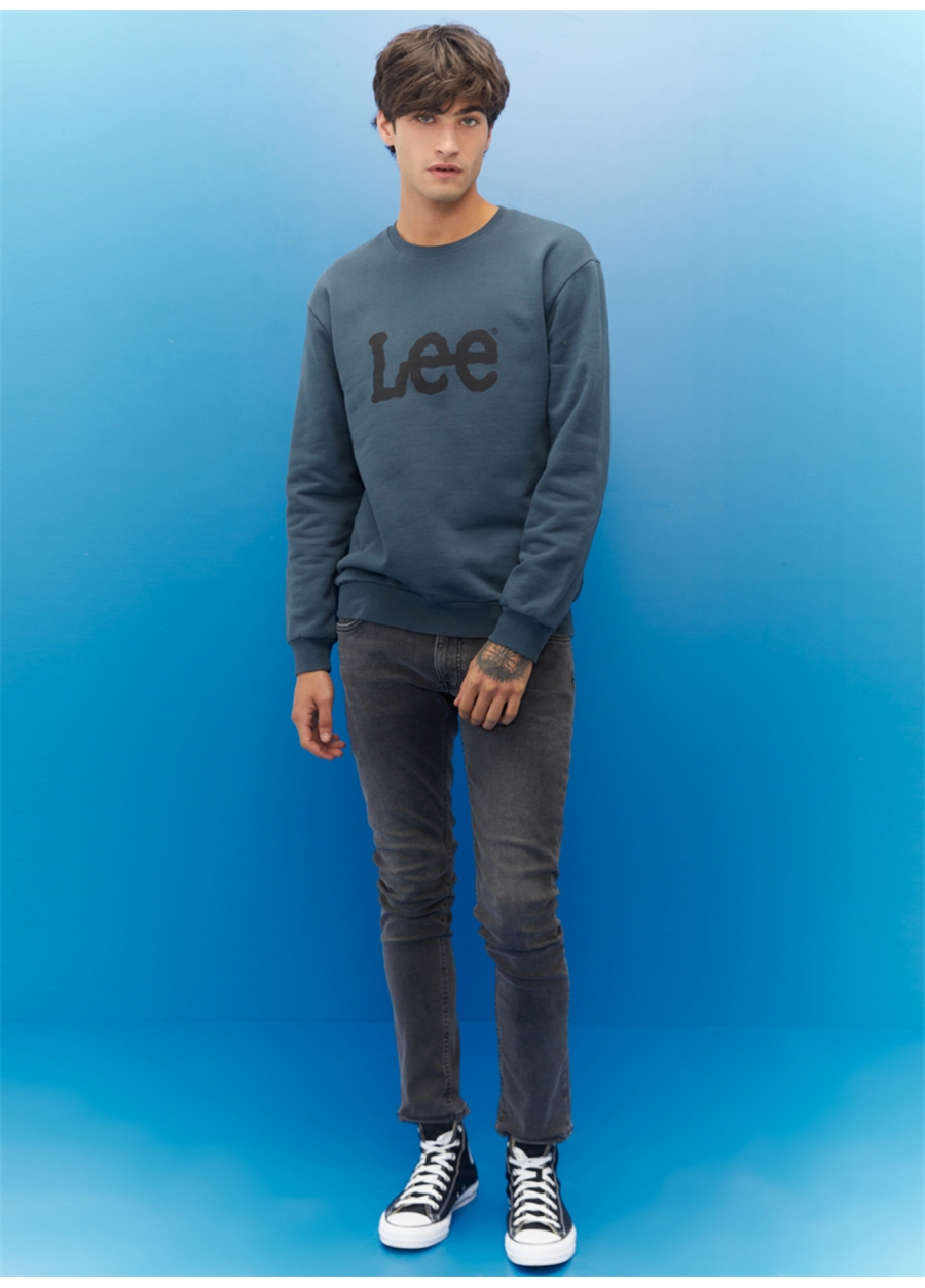 Lee L80XTJTG Crew Neck Bisiklet Yaka Regular Fit Baskılı Antrasit Erkek Sweatshirt_7