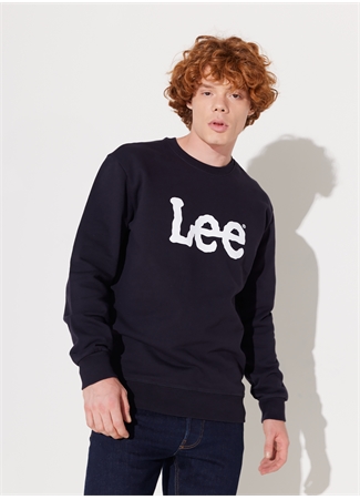 Lee L80XTJMA Crew Neck Bisiklet Yaka Regular Fit Baskılı Lacivert Erkek Sweatshirt_1