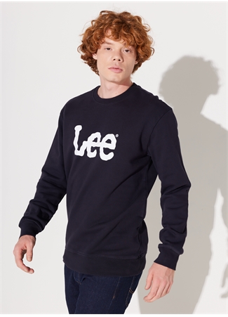 Lee L80XTJMA Crew Neck Bisiklet Yaka Regular Fit Baskılı Lacivert Erkek Sweatshirt_2