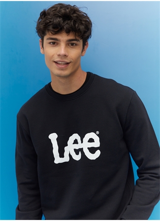 Lee L80XTJ01 Crew Neck Bisiklet Yaka Regular Fit Baskılı Siyah Erkek Sweatshirt_6