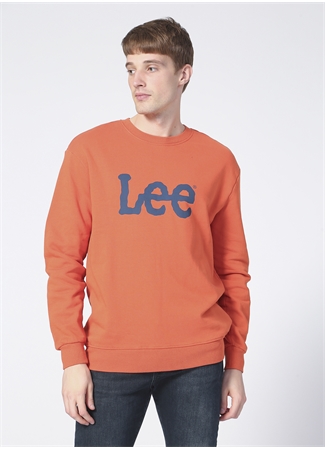 Lee L80XTJBH Crew Neck Bisiklet Yaka Regular Fit Baskılı Turuncu Erkek Sweatshirt