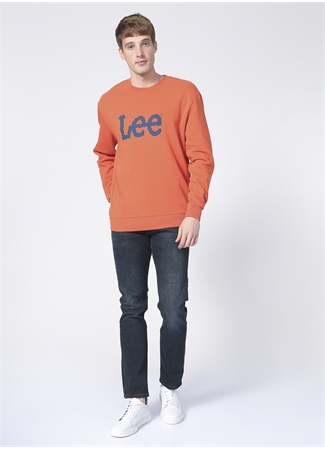 Lee L80XTJBH Crew Neck Bisiklet Yaka Regular Fit Baskılı Turuncu Erkek Sweatshirt_1