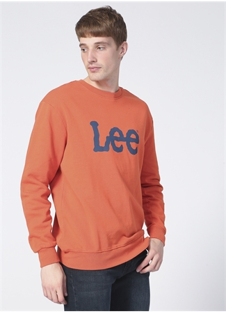 Lee L80XTJBH Crew Neck Bisiklet Yaka Regular Fit Baskılı Turuncu Erkek Sweatshirt_2