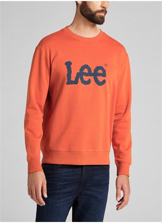 Lee L80XTJBH Crew Neck Bisiklet Yaka Regular Fit Baskılı Turuncu Erkek Sweatshirt_5