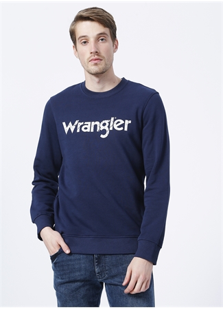 Wrangler W212025410_Crew Neck Bisiklet Yaka Regular Fit Baskılı Lacivert Erkek Sweatshirt