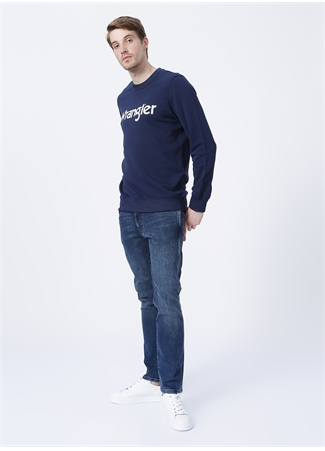 Wrangler W212025410_Crew Neck Bisiklet Yaka Regular Fit Baskılı Lacivert Erkek Sweatshirt_1