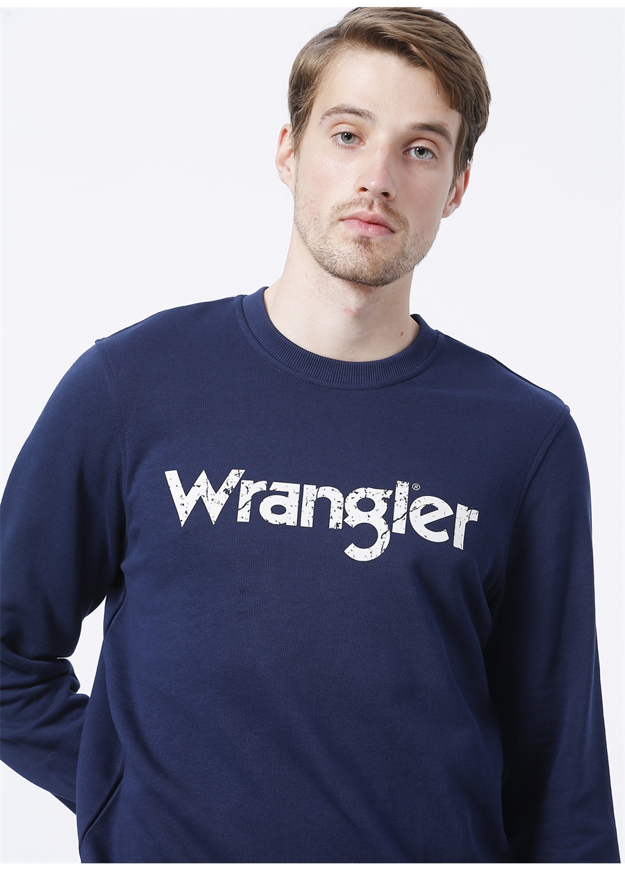 Wrangler W212025410_Crew Neck Bisiklet Yaka Regular Fit Baskılı Lacivert Erkek Sweatshirt_2