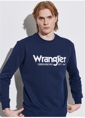 Wrangler W212025410_Crew Neck Bisiklet Yaka Regular Fit Baskılı Lacivert Erkek Sweatshirt_5