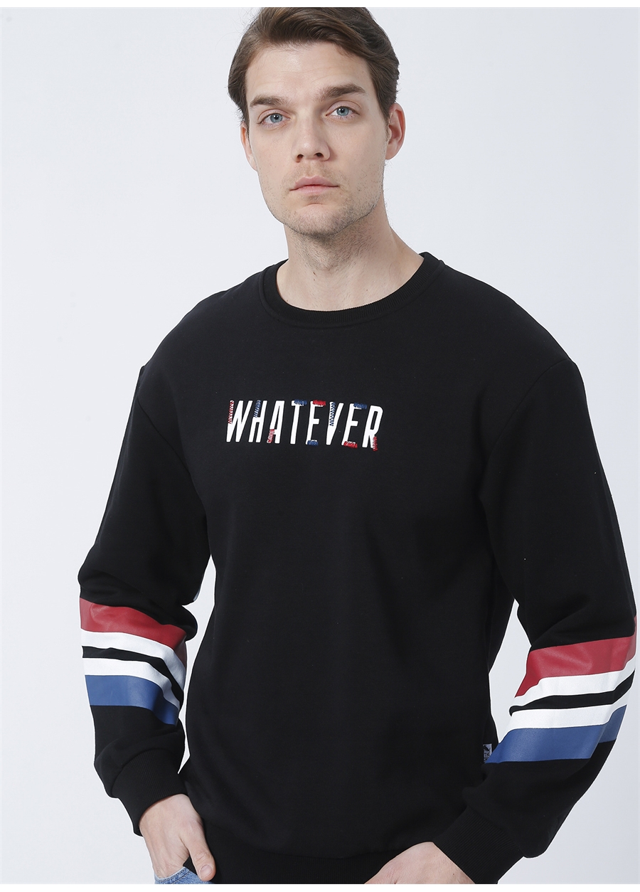 The Crow Whatever Bisiklet Yaka Regular Fit Nakışlı Siyah Unisex Sweatshirt_2