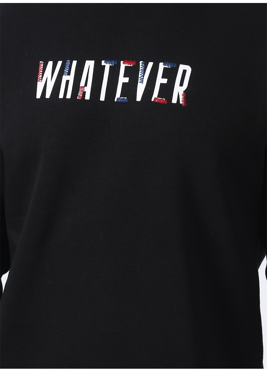 The Crow Whatever Bisiklet Yaka Regular Fit Nakışlı Siyah Unisex Sweatshirt_4