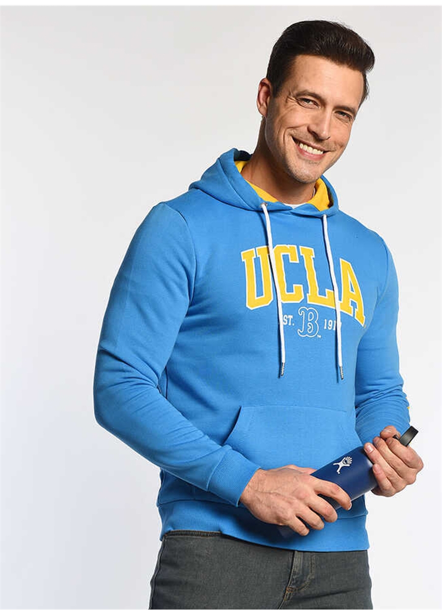 Ucla KELSEY Kapüşonlu Oversized Mavi Erkek Sweatshirt