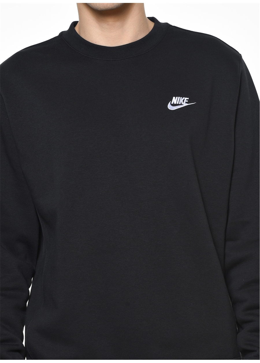 Nike Bv2662-010M Nsw Club Crw Bb Düz Yaka Standart Kalıp Siyah - Gri - Gümüş Erkek Sweatshirt_4