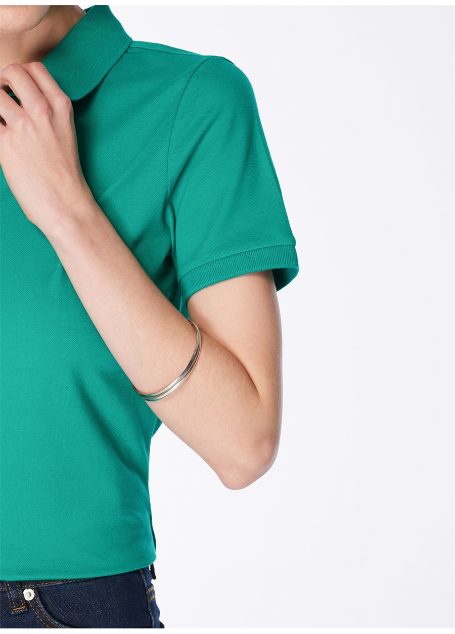 Fabrika Yeşil Kadın Polo Yaka Basic T-Shirt DEEP_3