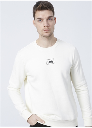 Lee Düz Yaka Regular Fit Düz Koyu Beyaz Erkek Şardonlu Sweatshirt L212299102_L212299_2