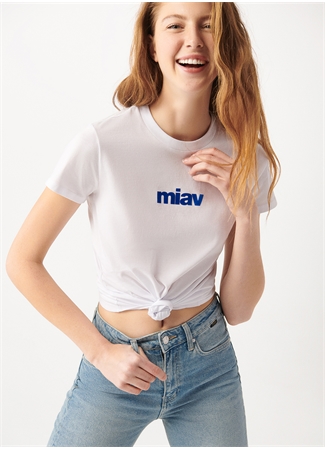 Mavi M1610622-620 Yuvarlak Yaka Normal Kalıp Beyaz Kadın T-Shirt