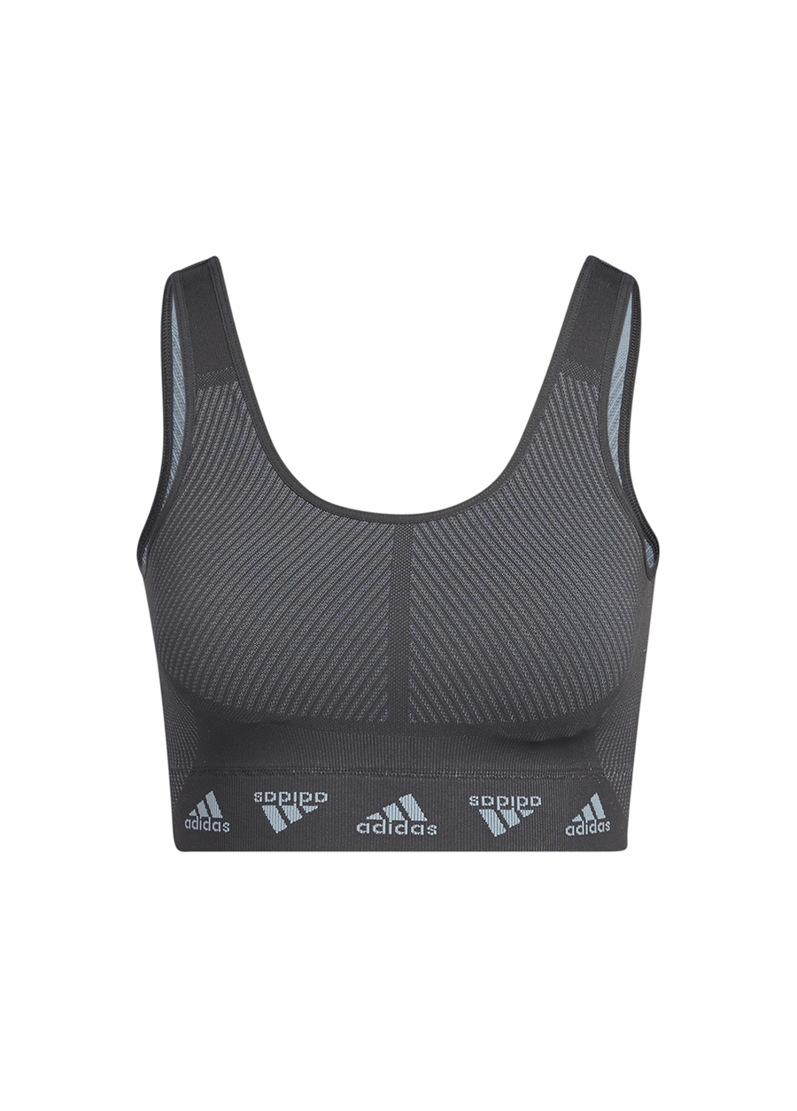 Adidas Gri - Siyah Sporcu Sütyeni HE2614 AEROKNIT B_3