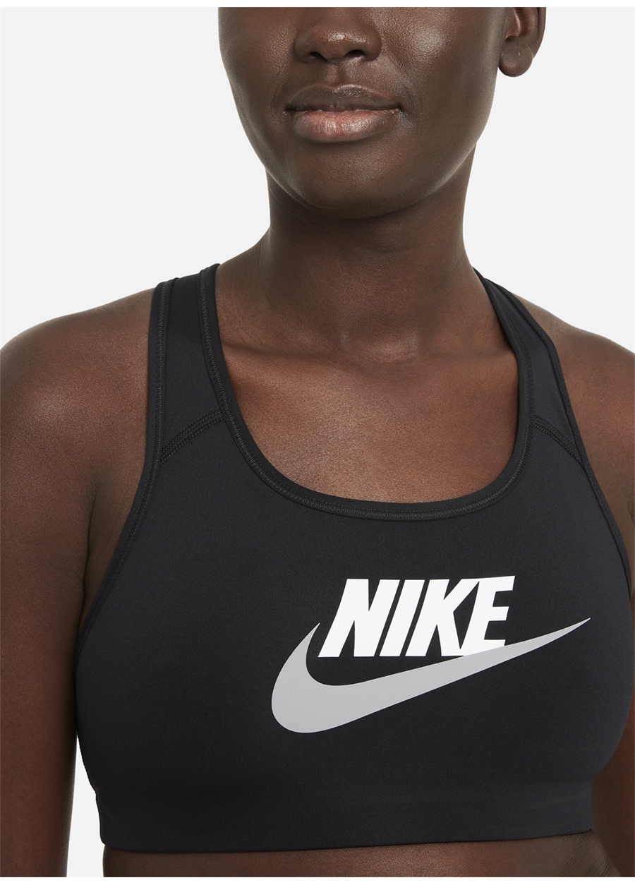 Nike Dm0579-010 W Nk Df Swsh Cb Futura G Yuvarlak Yaka Normal Kalıp Düz Siyah Kadın Sporcu Sütyeni_2