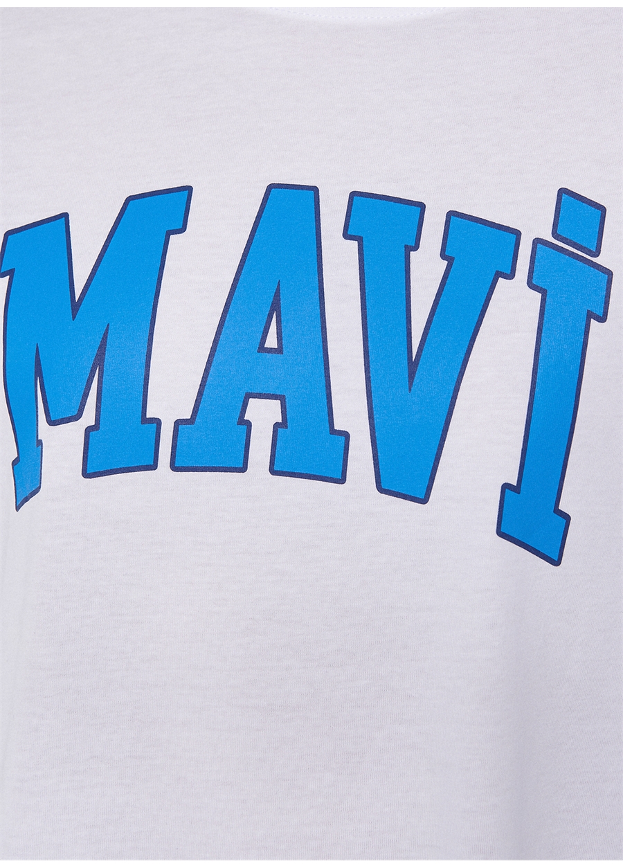 Mavi M1600843-70000 Bisiklet Yaka Normal Kalıp One Size Beyaz Kadın T-Shirt_5