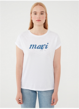 Mavi Bisiklet Yaka Beyaz Kadın T-Shirt M166422-620_2